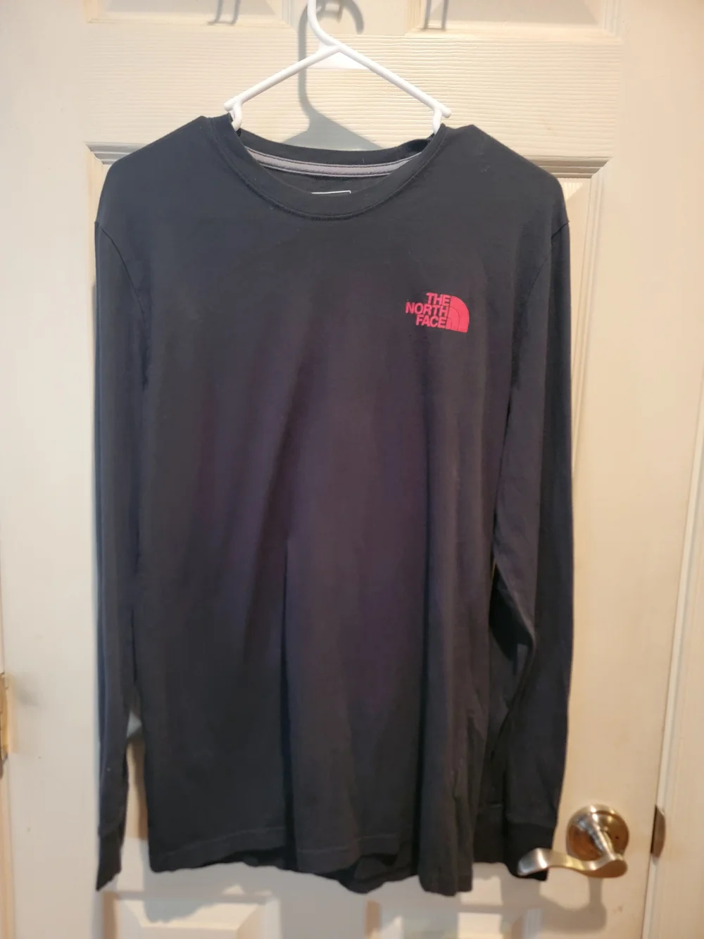 The North Face Men’s Long-Sleeve Tee — Black with Red Logo